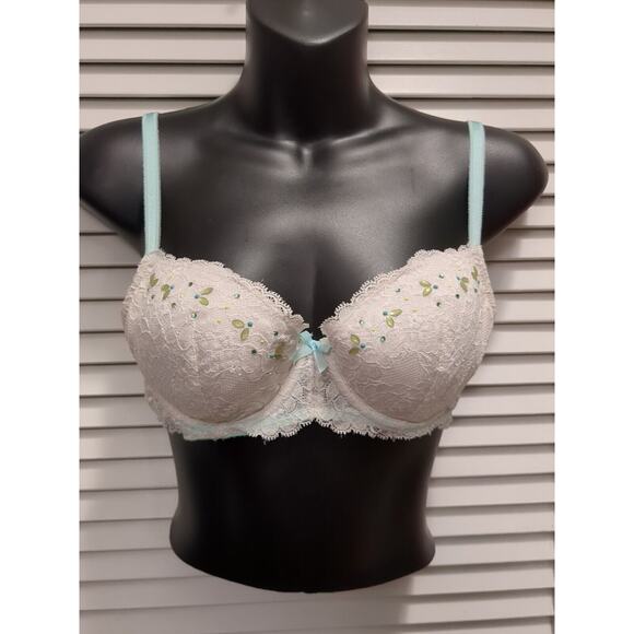 Victoria's Secret Dream Angels White Lace Lined Demi Bra Bridal Bling Bra Sz 34C - Picture 1 of 6